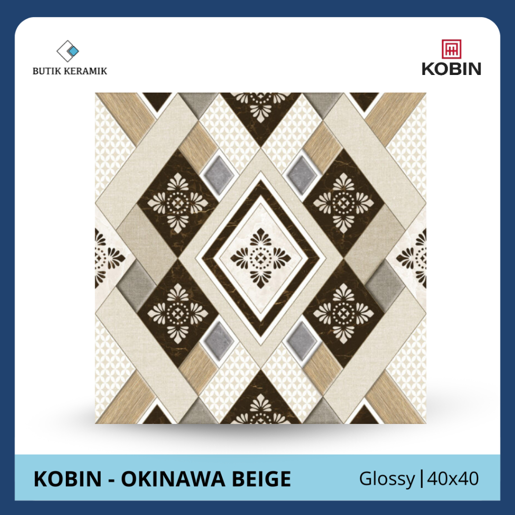 Keramik 40x40 Glossy | Kobin | Okinawa Series | Glossy | Grade A / KW 1 | Keramik Lantai I Keramik M