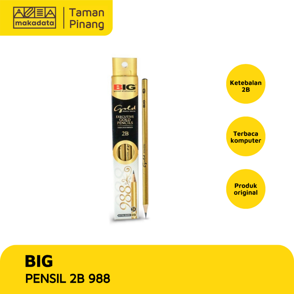 

PENCIL / PENSIL 2B BIG 988 GOLD (1PAK) MURAH