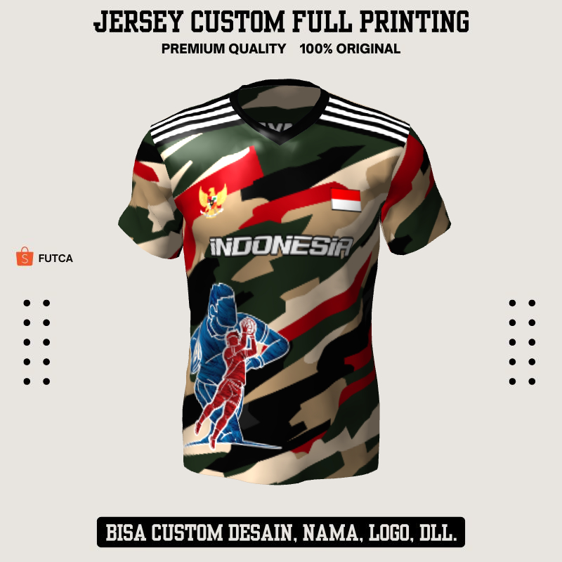 Kaos Jersey Futsal Krem Merah Hijau Motif Abstrak 568 - Jersey Baju Olahraga Custom Full Printing