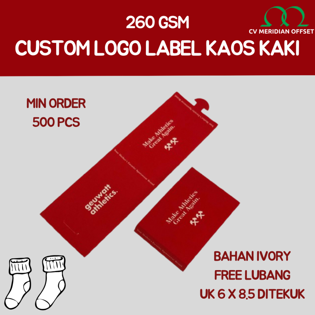 Label Kaos Kaki Custom Print Logo