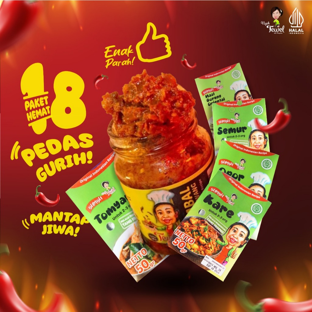 

NYAH TEWEL - Paket Praktis Sambal Pupuk Bawang, Bumbu Semur, Tomyam, Kare, Opor, Nasi GorengOriental