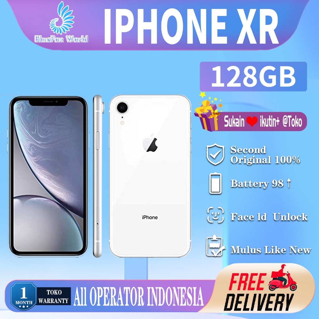 iPhone XR 128GB Second Bekas Original100% EX-INTER Silent-Camera Fullset Mulus Normal Smartphone