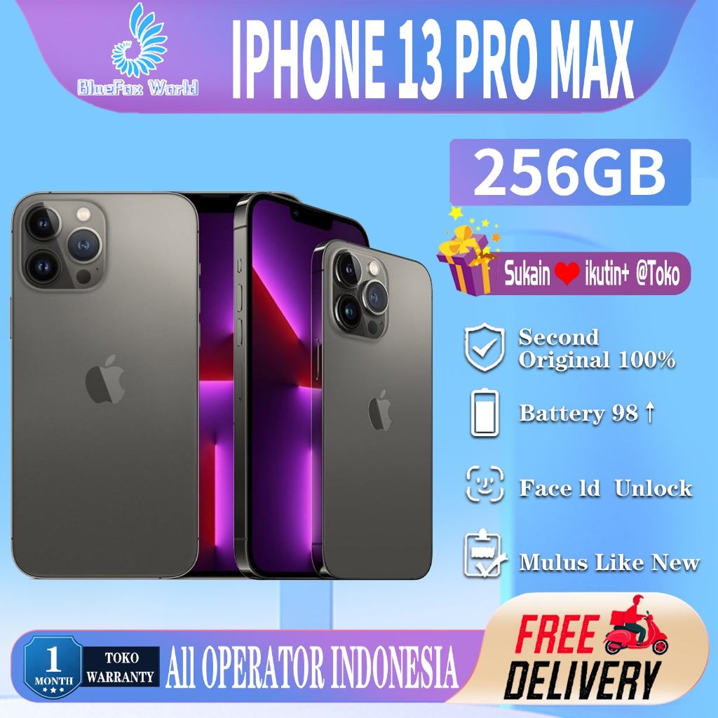 iPhone 13Pro Max 256GB SECOND ORIGINAL100% INTER 6.7"OLED-Ori MULUS LikeNew Phone 3UTOOLS ALL GREEN