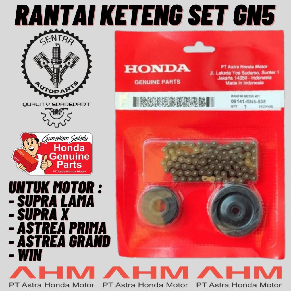 Original AHM Rantai Keteng Set Honda Supra X Astrea Grand Prima Supra Lama Win Kode Part GN5