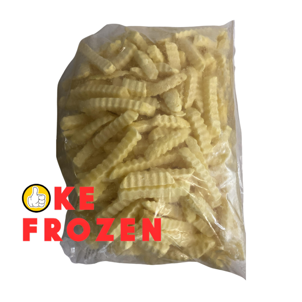

IDAHO CRINKLE CUT 2KG CURAH TRANSPARAN PACK / KENTANG GORENG BEKU / FRENCH FRIES