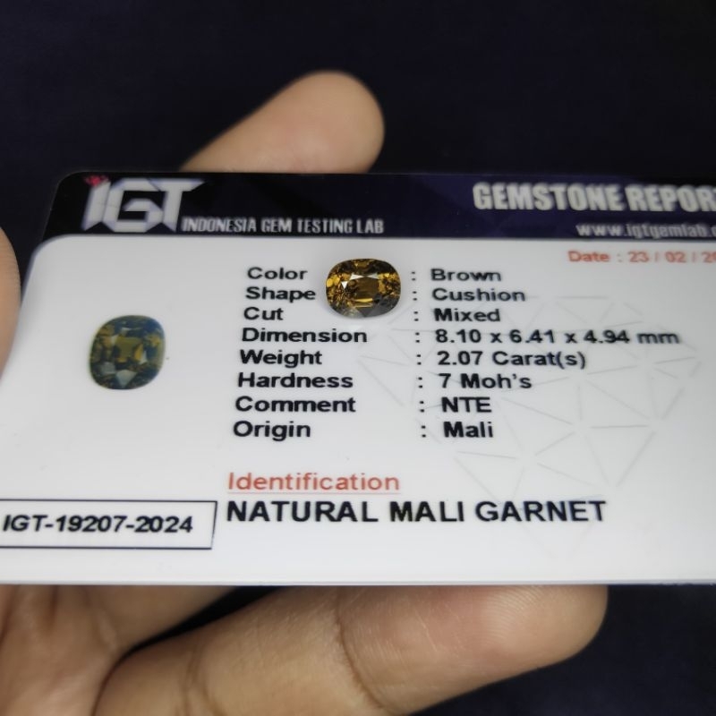 NATURAL MALI GARNET MEMO IGT LAB 19207