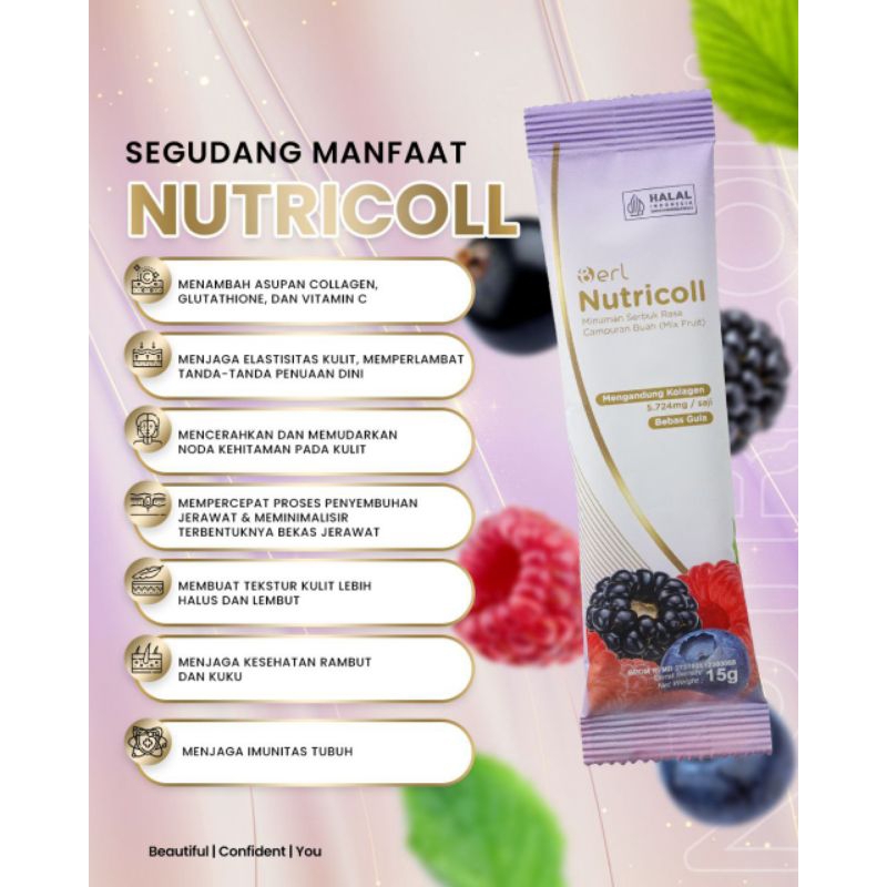 

B ERL NUTRICOLL MINUMAN SERBUK RASA CAMPURAN BUAH MENGANDUNG KOLAGEN 5.724mg ECER SACHET