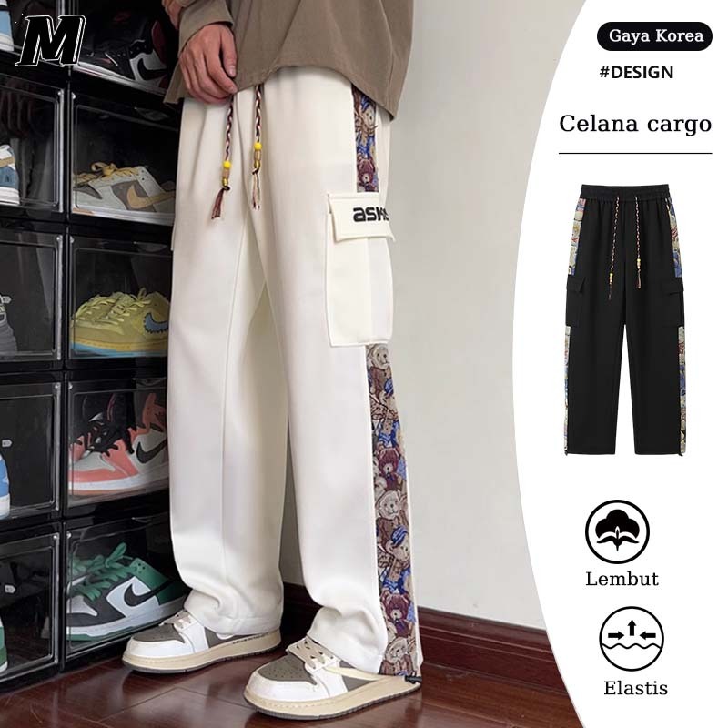 Celana cargo panjang pria Celana cargo pria dewasa celana korean style pria loose pants baggy unisex