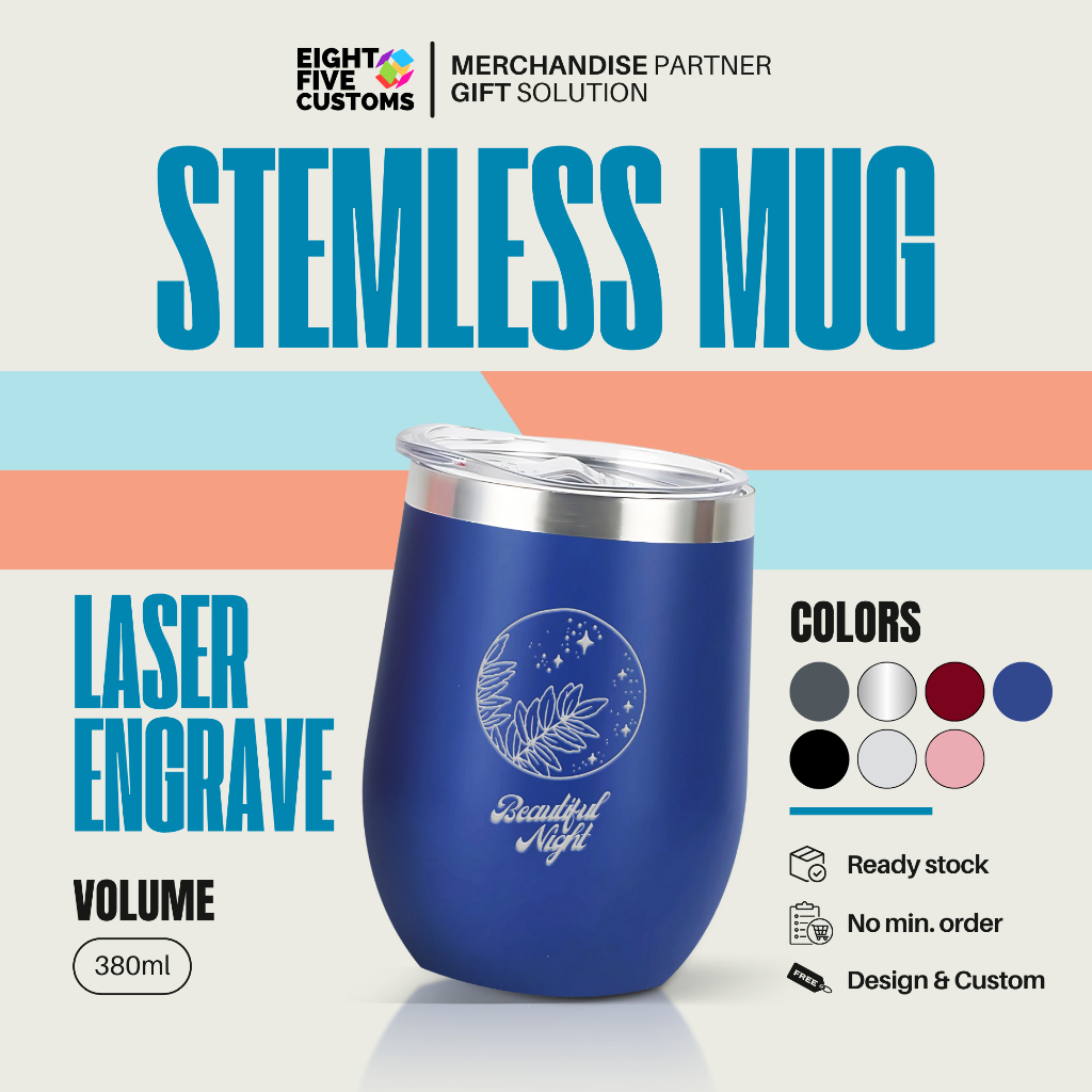 Custom Tumbler Stemless Mug Cetak Laser Grafir Souvenir Gift
