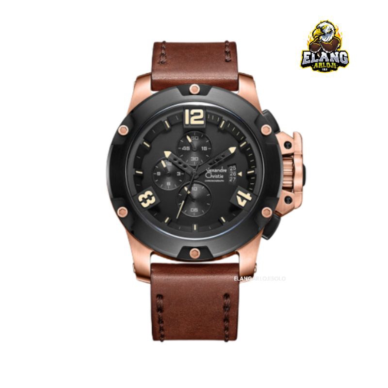 JAM TANGAN PRIA ALEXANDRE CHRISTIE AC 6295 BROWN ROSEGOLD ORIGINAL