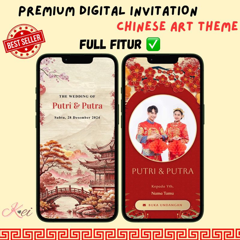 [FULL FITUR] Undangan Digital Premium Chinese Theme FREE Wedding Hashtag