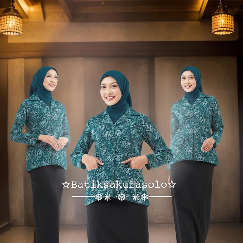 Pkk Wanita Terbaru Seragam Pkk Wanita Hijau Tosca Batik Pkk Nasional lapis furing