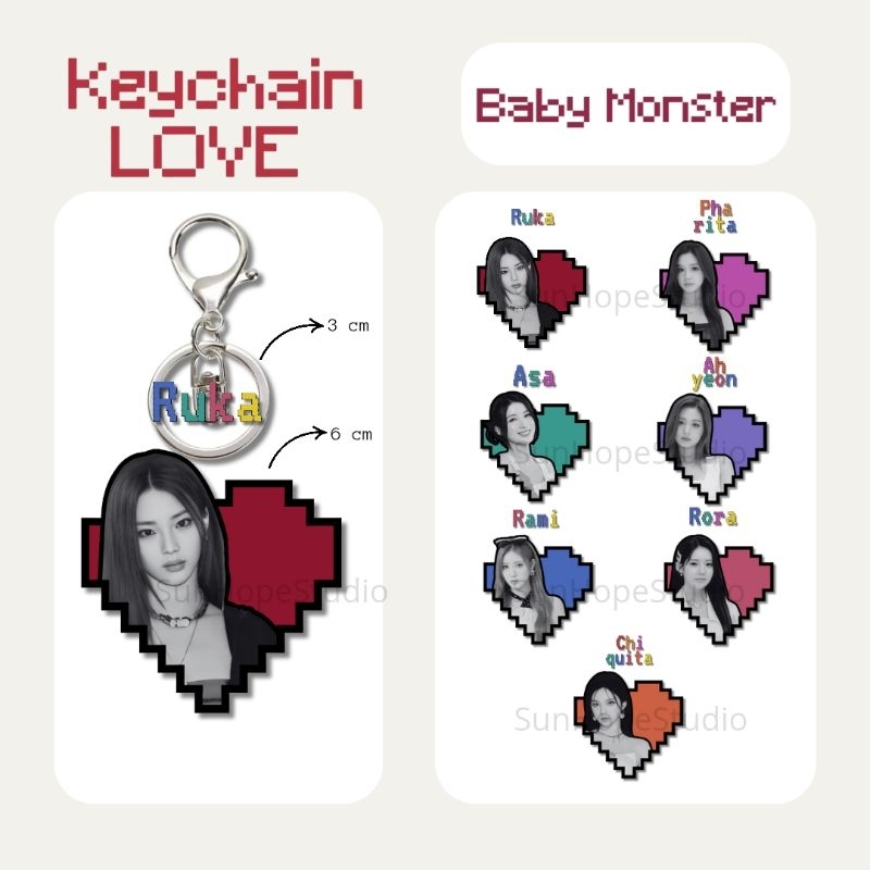 Keychain Love Akrilik Kpop Babymonster