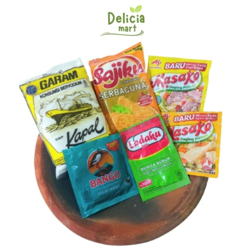 

Paket Bumbu Dapur Murah/ garam cap kapal/ladaku/tepung sajiku/kecap bango/masako sapi/masako ayam