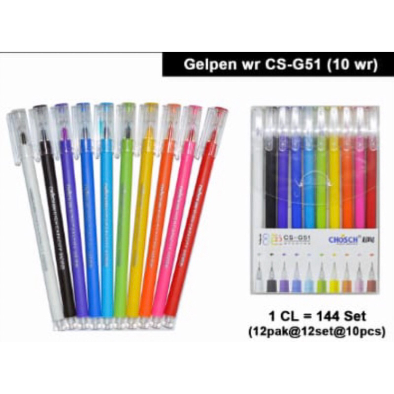 

1Set Chosch Pen Gel 10warna // Pen warna warni