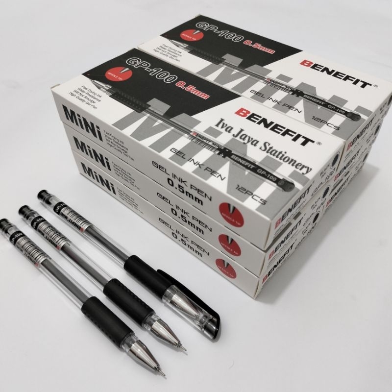 

1 Pak Pulpen Benefit Gel GP-100 Tinta Hitam 0,5mm