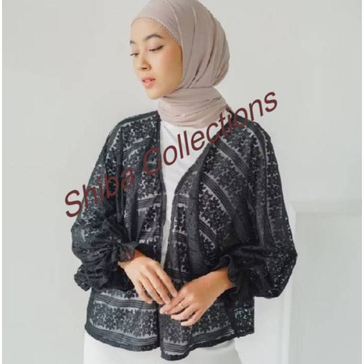 Outer cardigan pendek dengan lengan panjang karet_LACE  BRUKAT WANITA / OUTER TERLARIS,,,OUTER CROPT
