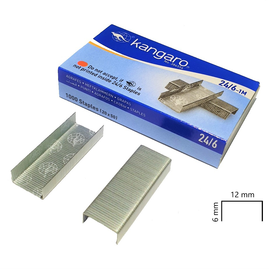 

Isi Staples 24/6 Kangaro ( PREMIUM ORIGINAL ) / Refill Staples 24/6 / Isi ulang Staples Jilid No. 3