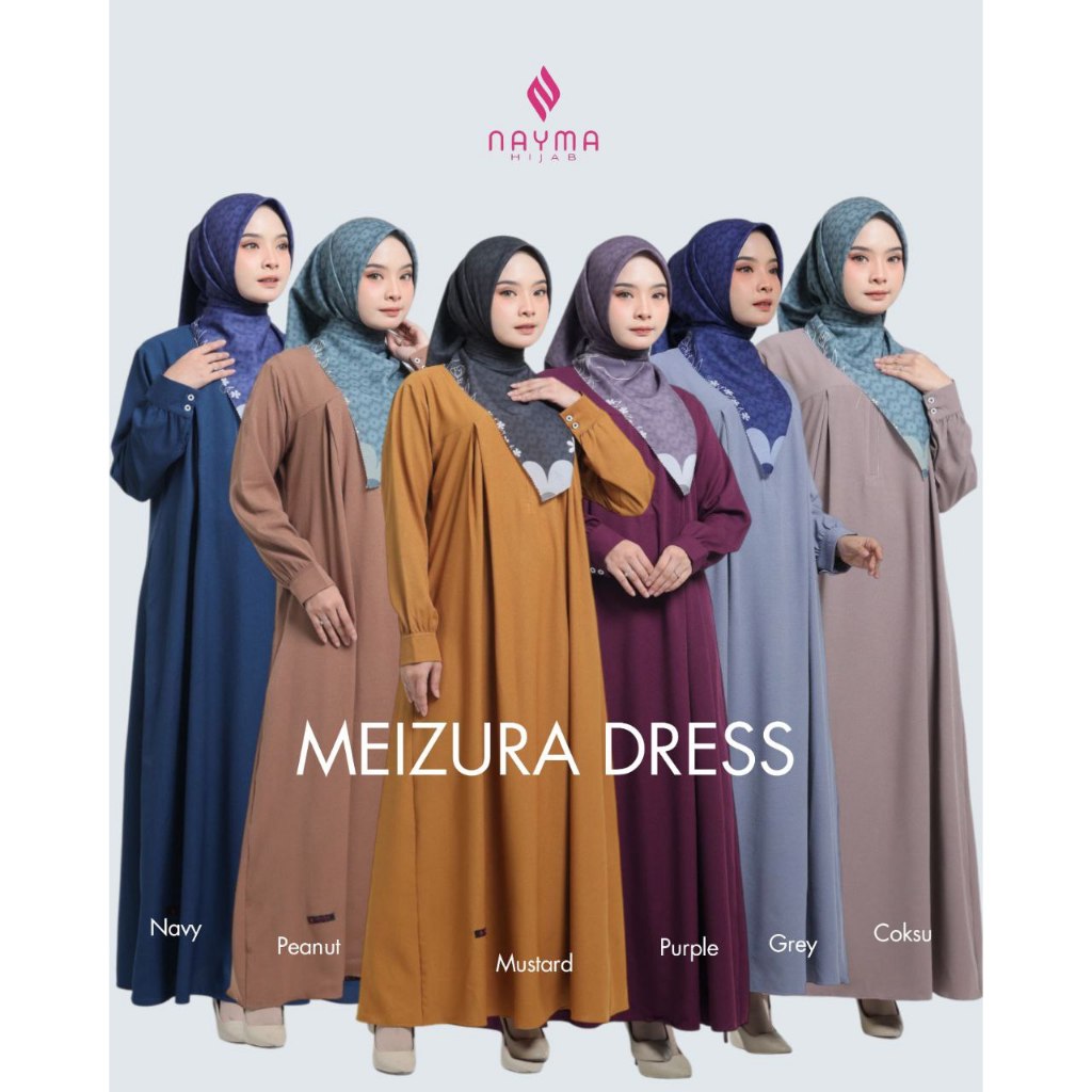 NAYMA HIJAB MEIZURA DRESS I Gamis crepe polos murah adem