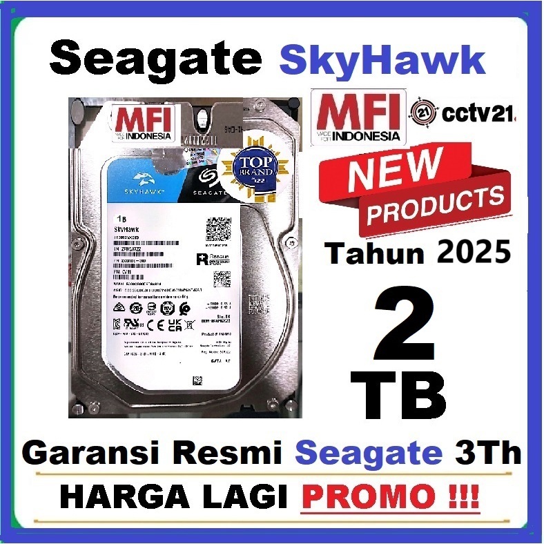 Harddisk HDD Hardisk Seagate Skyhawk MFI 2TB Garansi Resmi 3Th