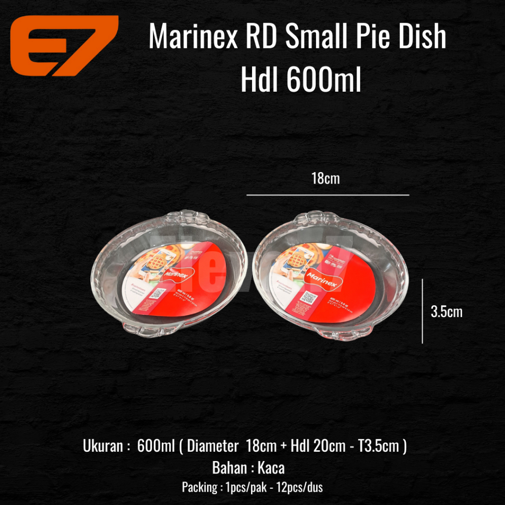 Marinex Pie Dish Round Handle Baking Dish Piring Bowl Loyang Kaca 600ml