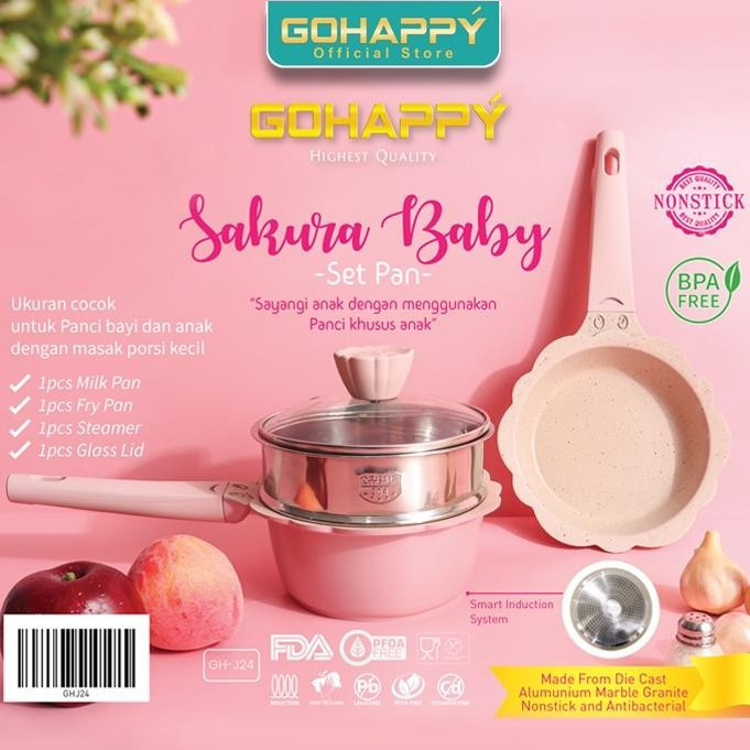 Gohappy Panci Set Sakura Baby Pan Peralatan Anak Bayi Cookware Set
