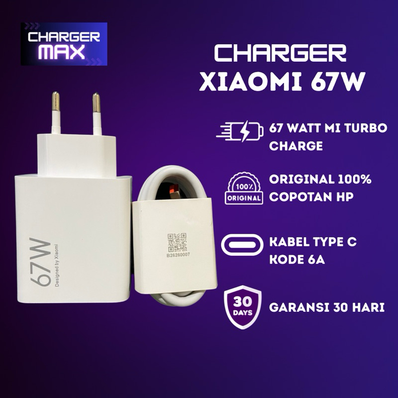 Charger Xiaomi 67 Watt Original 100% Copotan HP Type C Mi Turbo Charge Fast Charging Redmi Note 11 P