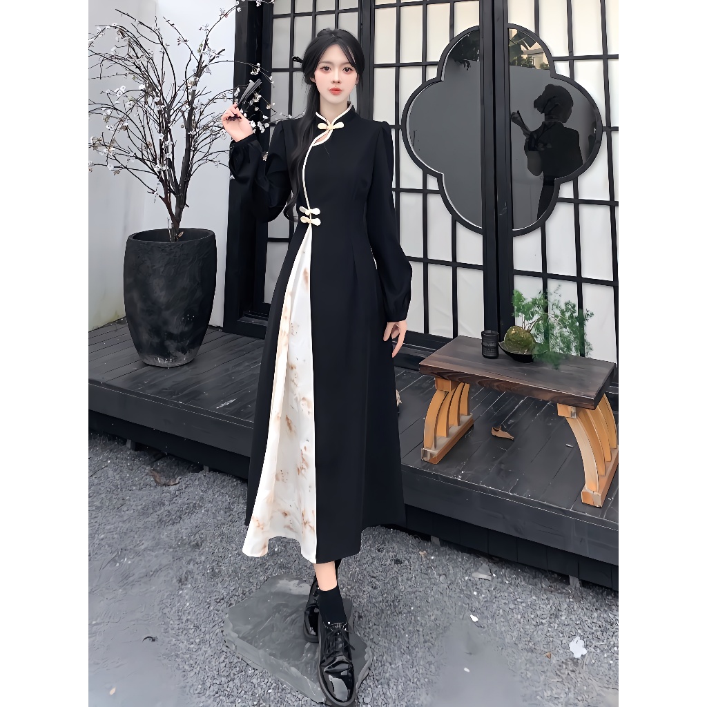 MHB Long Dress Cheongsam Terbaru Dress gamis hijab friendly Rok panjang dress dress batik mewah