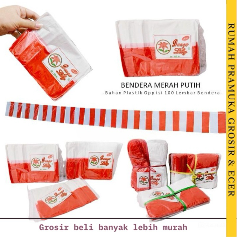 Bendera plastik 100 biji / bendera merah putih / bendera Indonesia / bendera Agustus / bendera Indon