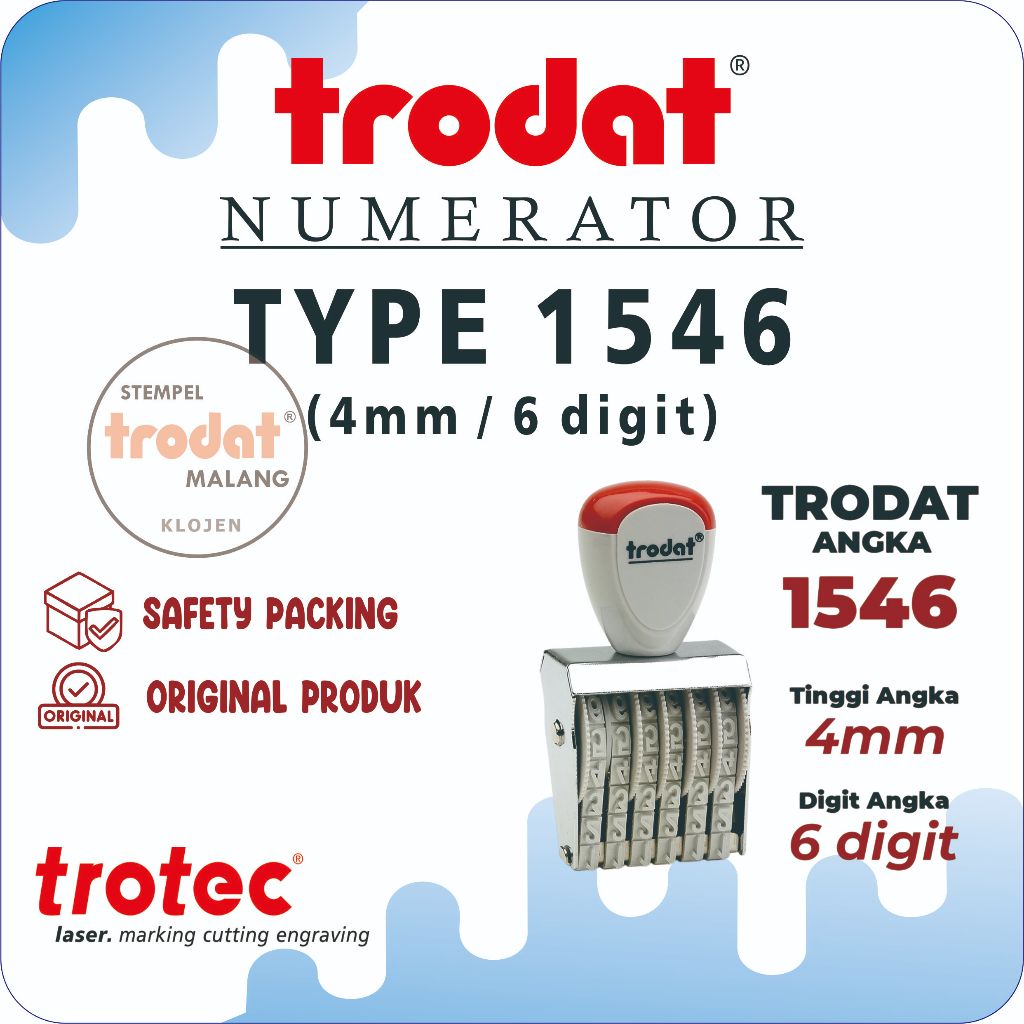 

Stempel Trodat 1546 (4mm 6digit) | STEMPEL TRODAT NUMERATOR (ANGKA DAN SIMBOL BISA DIPUTAR)
