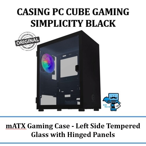 Casing PC CUBE GAMING SIMPLICITY Black M-ATX Tempered Glass with Hinged Panel