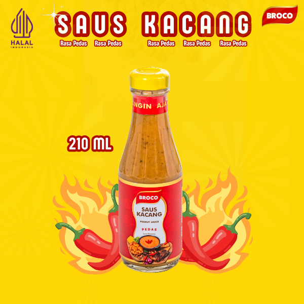 

aina BrocoFood Saus Kacang Rasa Pedas - Bumbu Masak Instant - Kemasan Botol 210Ml - Siap Untuk Di