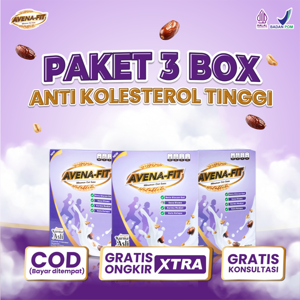 

Avena Fit Paket 3 Box - Sereal Sehat Menurunkan Kolesterol Tinggi Dan Jantung Kembali Sehat