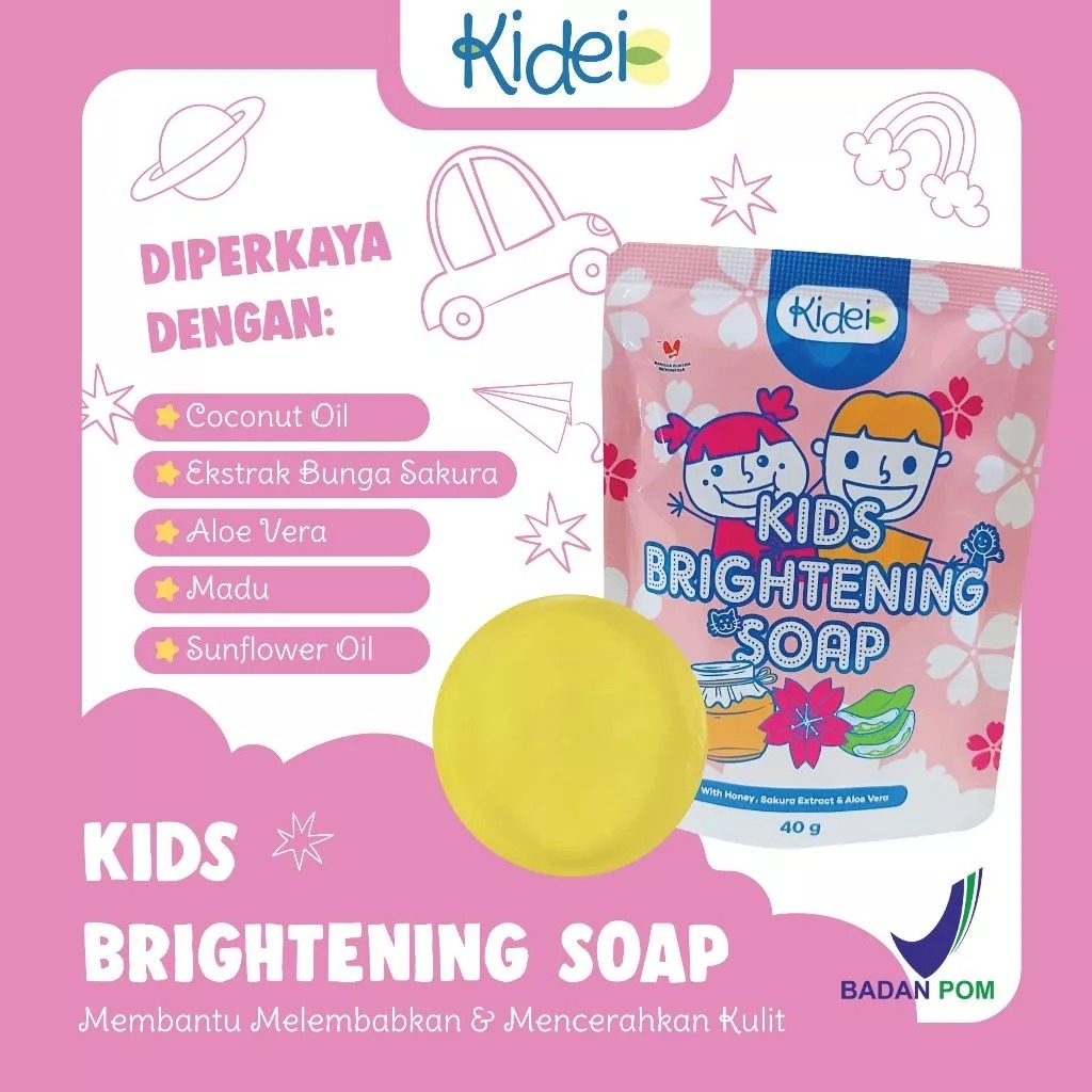 Kidei Kids Brightening Soap 40gr / Sabun Mandi Pencerah Kulit Anak Tanpa SLS