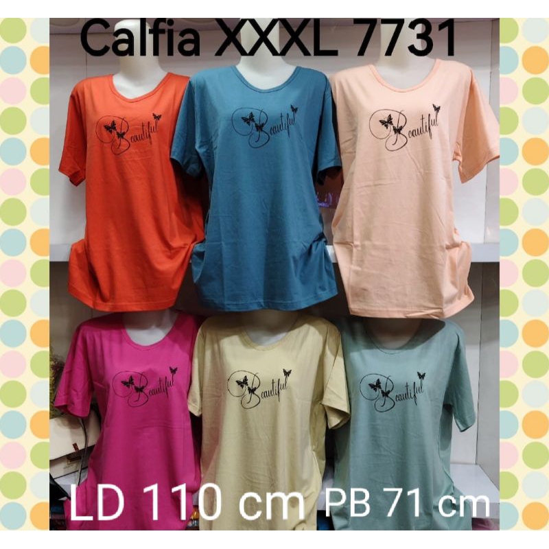 Kaos wanita merk calfia,atasan wanita calfia,size XXXL tanpa mote,