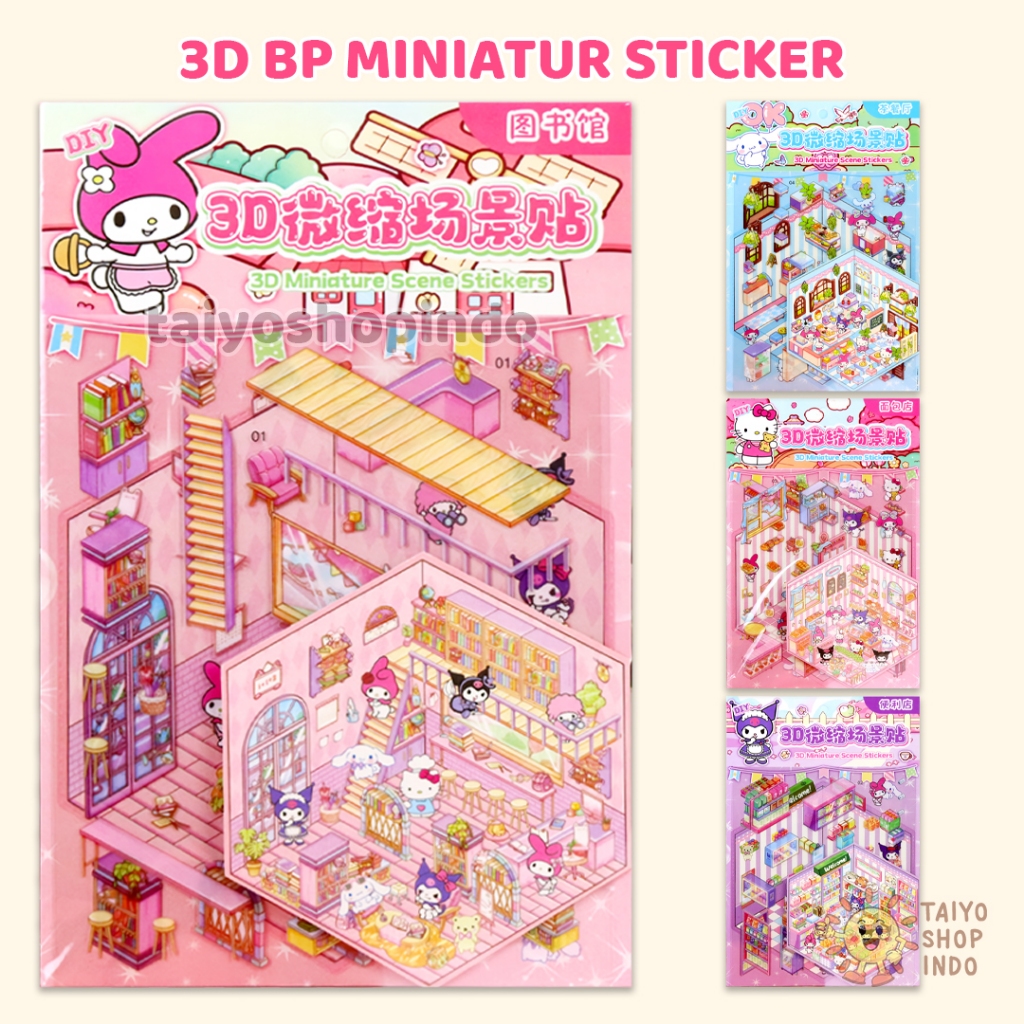 

TAIYO 3D BP Miniatur Sticker Background Dekorasi Sanrio DIY Stiker Tempel Toko Ruangan Room Anak