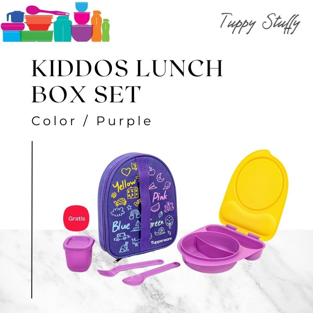Tupperware Kiddos Lunch Box Set Color- Purple | Tempat Bekal Anak / Tempat bekal anak ori tupperware
