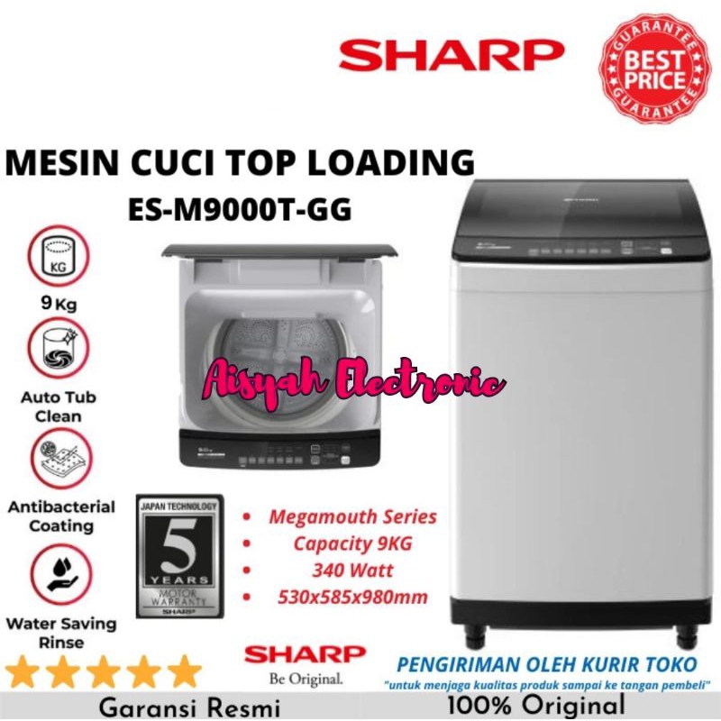 MESIN CUCI SHARP 9KG ES-M9000T-GG GARANSI RESMI