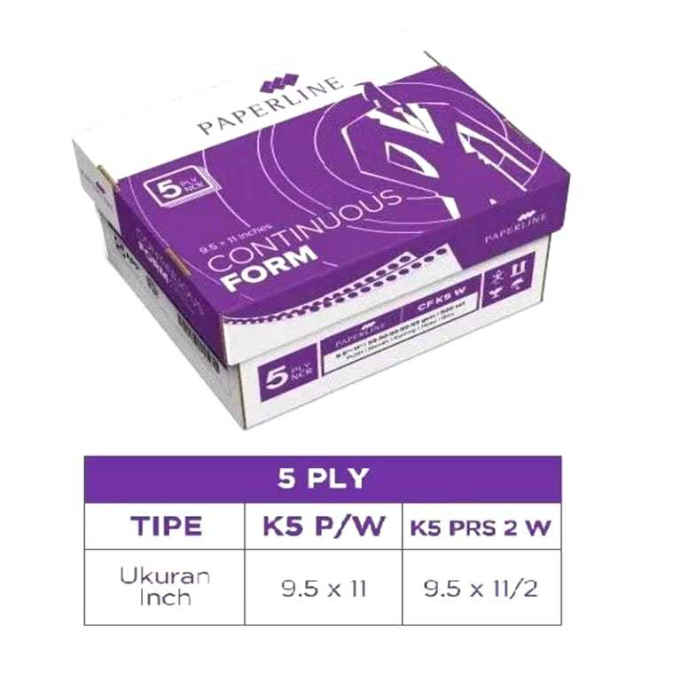 

Continuous Form Kertas Komputer Paperline 9.5 x11 5 ply Rangkap CF K5