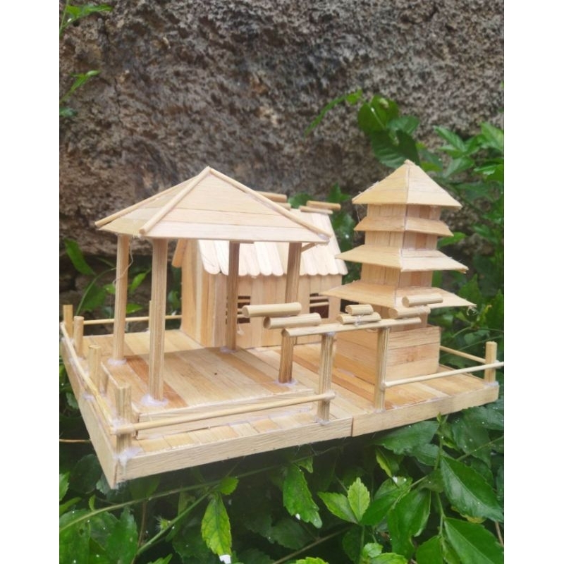 miniatur rumah adat bali stik eskrim LED