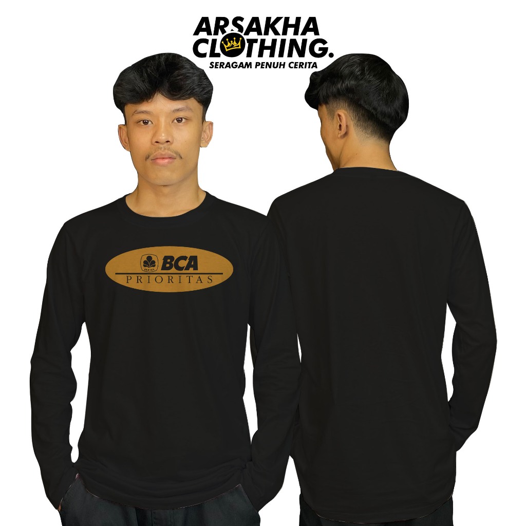 Kaos Lengan Panjang Bank BCA Prioritas Logo Perusahaan  Baju Distro Katun Combed 30s by Arsakha Clot