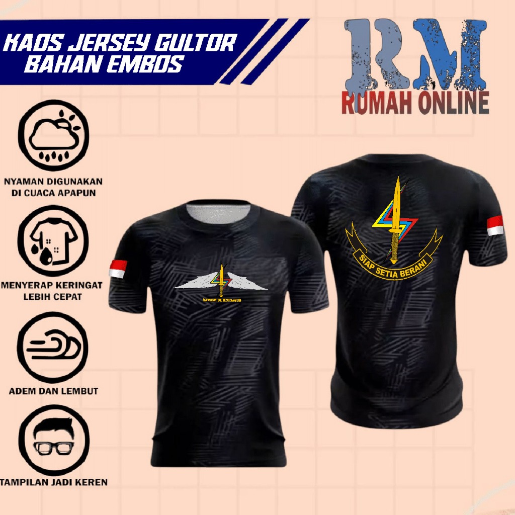 Kaos Sat 81 Kopassus / Baju Gultor / Jersey Kopassus / Kaos Gultor Kopassus bahan embos