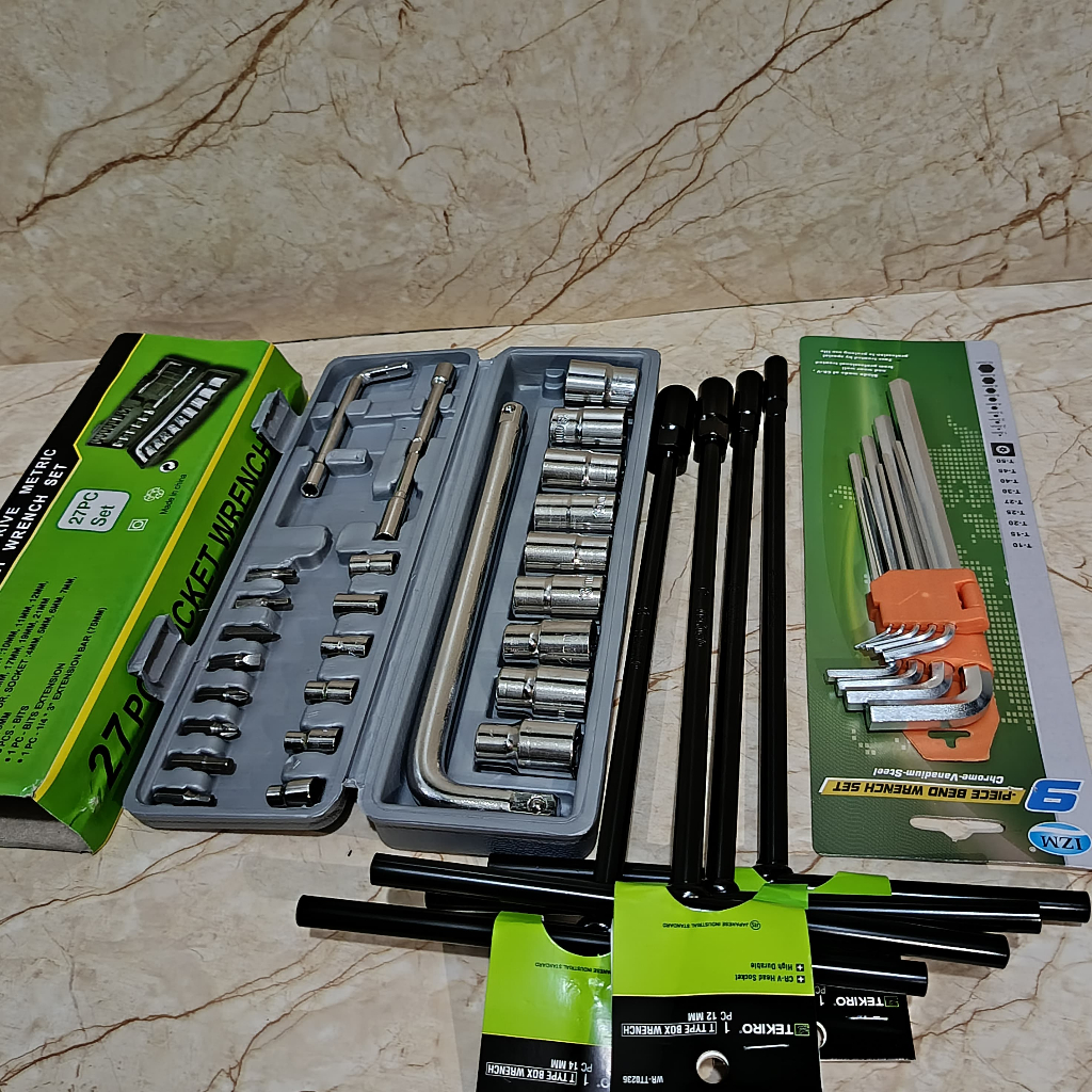Paket 3 Pcs Tekiro Kunci T Set 4 Pcs 8 10 12 14 Mm / Kunci Shock Sok Sock Set 27Pcs Victory / Kunci 
