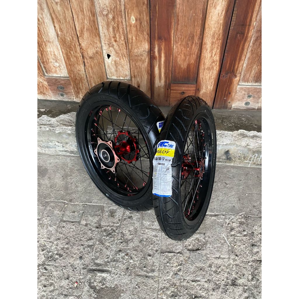 Roda Set Supermoto CRF Ban IRC Baru Wheelset SUMO Honda CRF Ring 17 Velg Ukur 250/300 dan 300/350