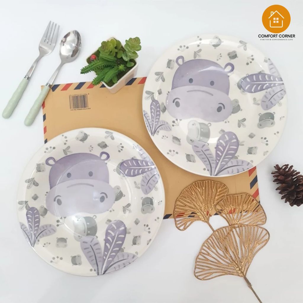 [LUCU BANGET!] Piring LUCU Cekung Motif Hippo Piring Keramik Piring Unik Set Hampers