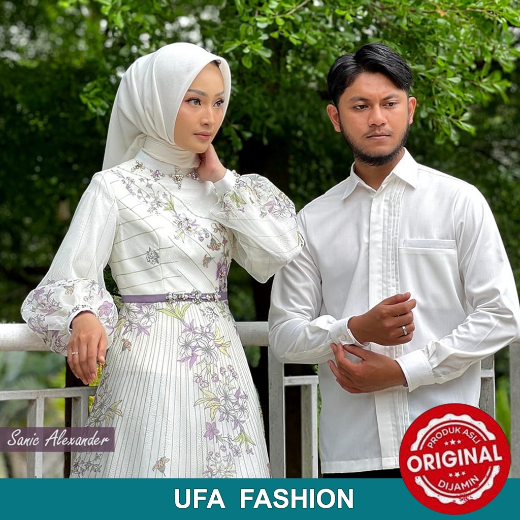 Couple SANIC ALEXANDER VICTORIA Dress, Kain Organza motif mix lace Brukat, Sarimbit mewah