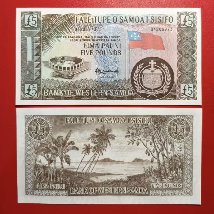 Koleksi Uang Kertas Asing Samoa Barat 5 Pounds