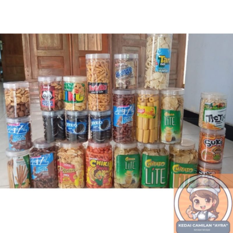 Aneka Jajanan Toples Jar 750ml | Snack Branded Toples 750ml | Snack Ringan