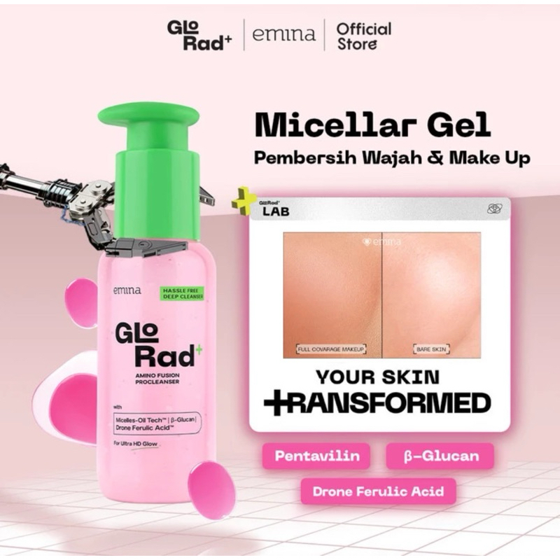 Emina Glorad Fushion Pro Cleaner Micellar Gel Wajah dan Makeup