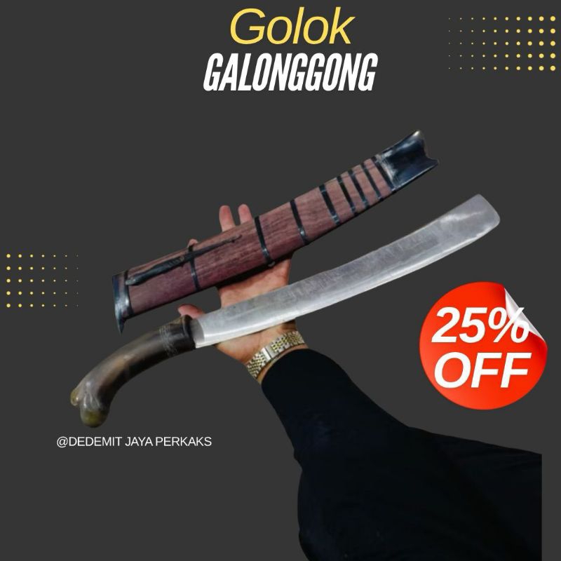 Golok gagang Tanduk  bedog galongong asli baja per siap pakai
